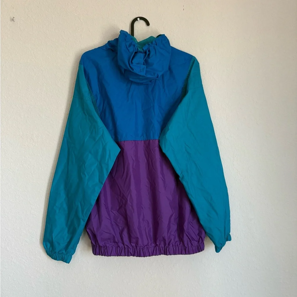Vintage Columbia windbreaker jacket - retro colorblock track rain coat 80s 90s - Picture 9 of 12